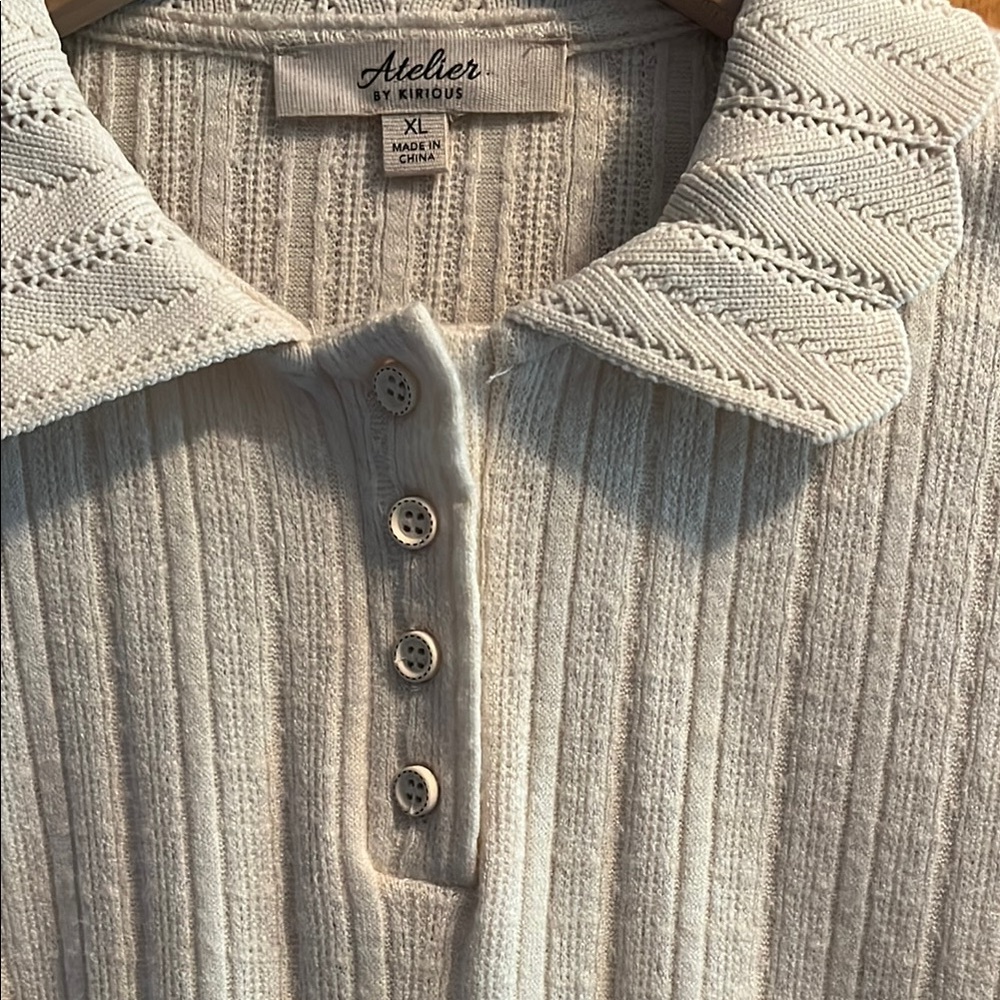 πΈπ 5 for $20!! ππΈ Atelier by Kirious Cream Ribbed Crop Polo Shirt - Picture 3 of 5